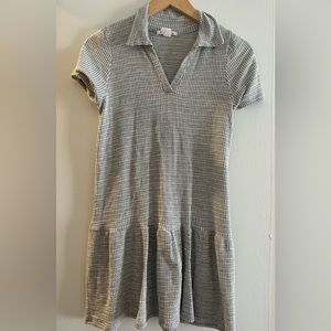 Grey and White Collard shirt dress